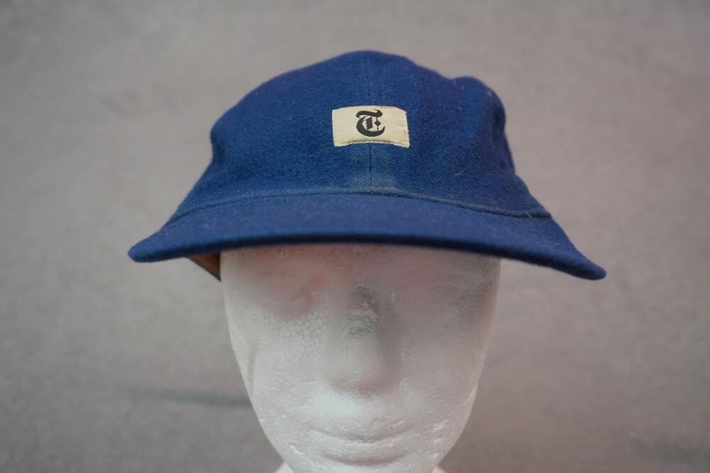 Vintage New York Times Hat Cap Strap Back Blue Wool Early Edition One Size